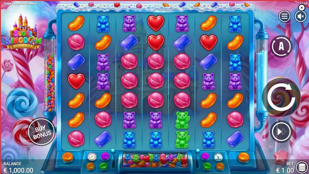 Sugar Kingdom Bonanza স্লটের রঙিন এবং মিষ্টি থিমযুক্ত ইন্টারফেস